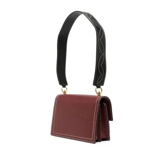 Tory Burch Miller Women's Burgundy‎ Red Leather Formal Western Flap Shoulder Bag - Picture 13 of 13